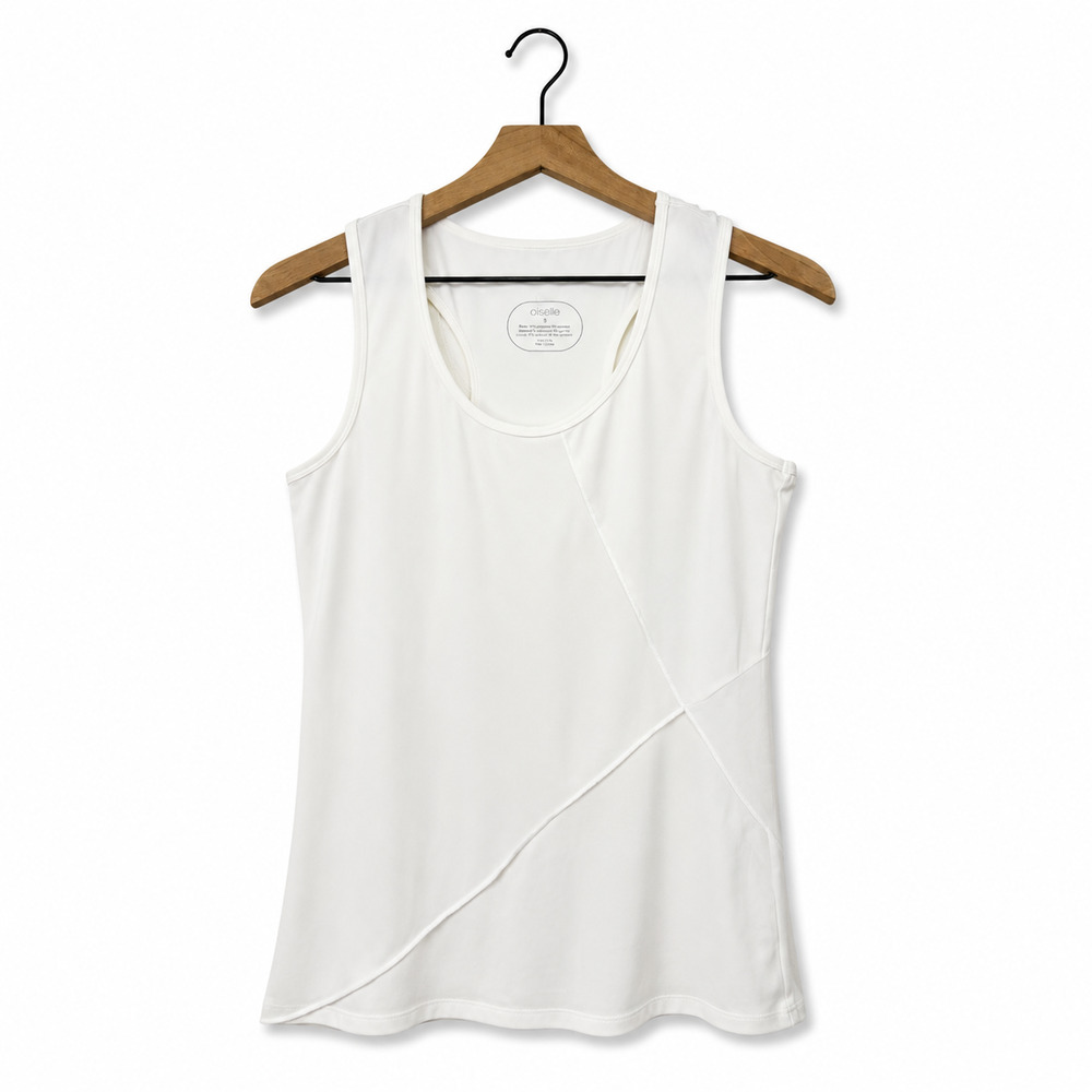 Oiselle Racerback Running Tank Top Women's Size 10 Ivory Athletic Mesh Trim